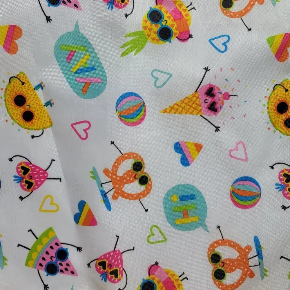Newclassic Drawstring Cinch Bag White Multi Snack Beach Taco Pretzels Hearts